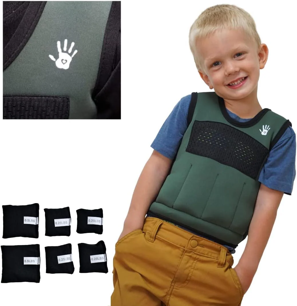 Sensory4u Weighted Sensory Compression Vest for Kids - 6 Removable Weights Included - Great For Kids Sensory Motor Aide