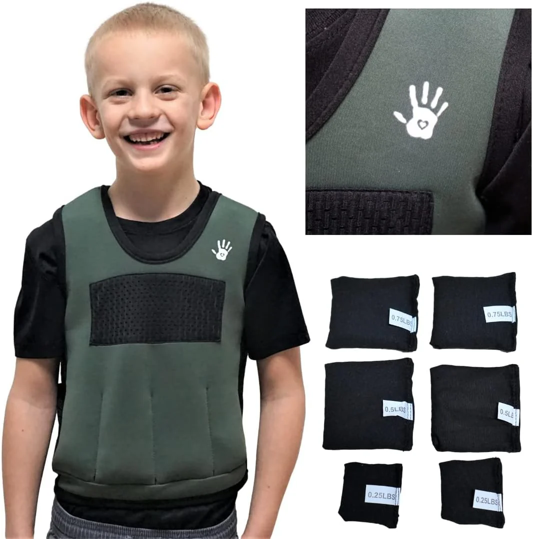 Sensory4u Weighted Sensory Compression Vest for Kids - 6 Removable Weights Included - Great For Kids Sensory Motor Aide