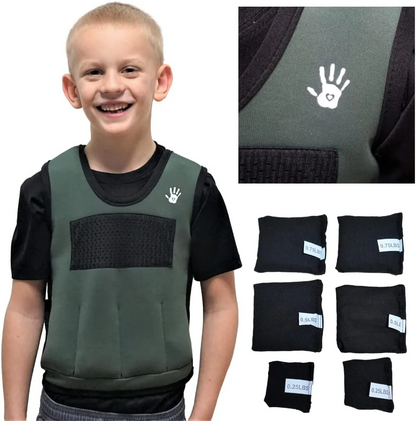 Sensory4u Weighted Sensory Compression Vest for Kids - 6 Removable Weights Included - Great For Kids Sensory Motor Aide