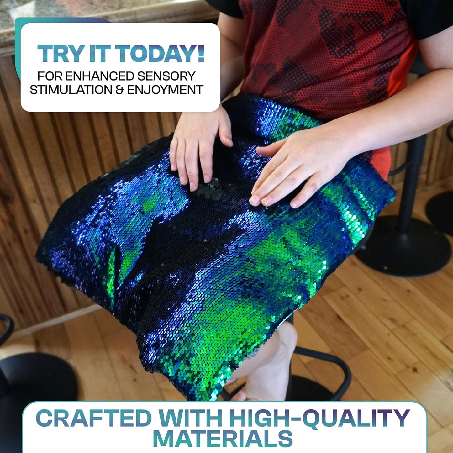Weighted Lap Pad for Kids - 5lb Calming Sensory Lap Blanket with Sequin Flip Fabric