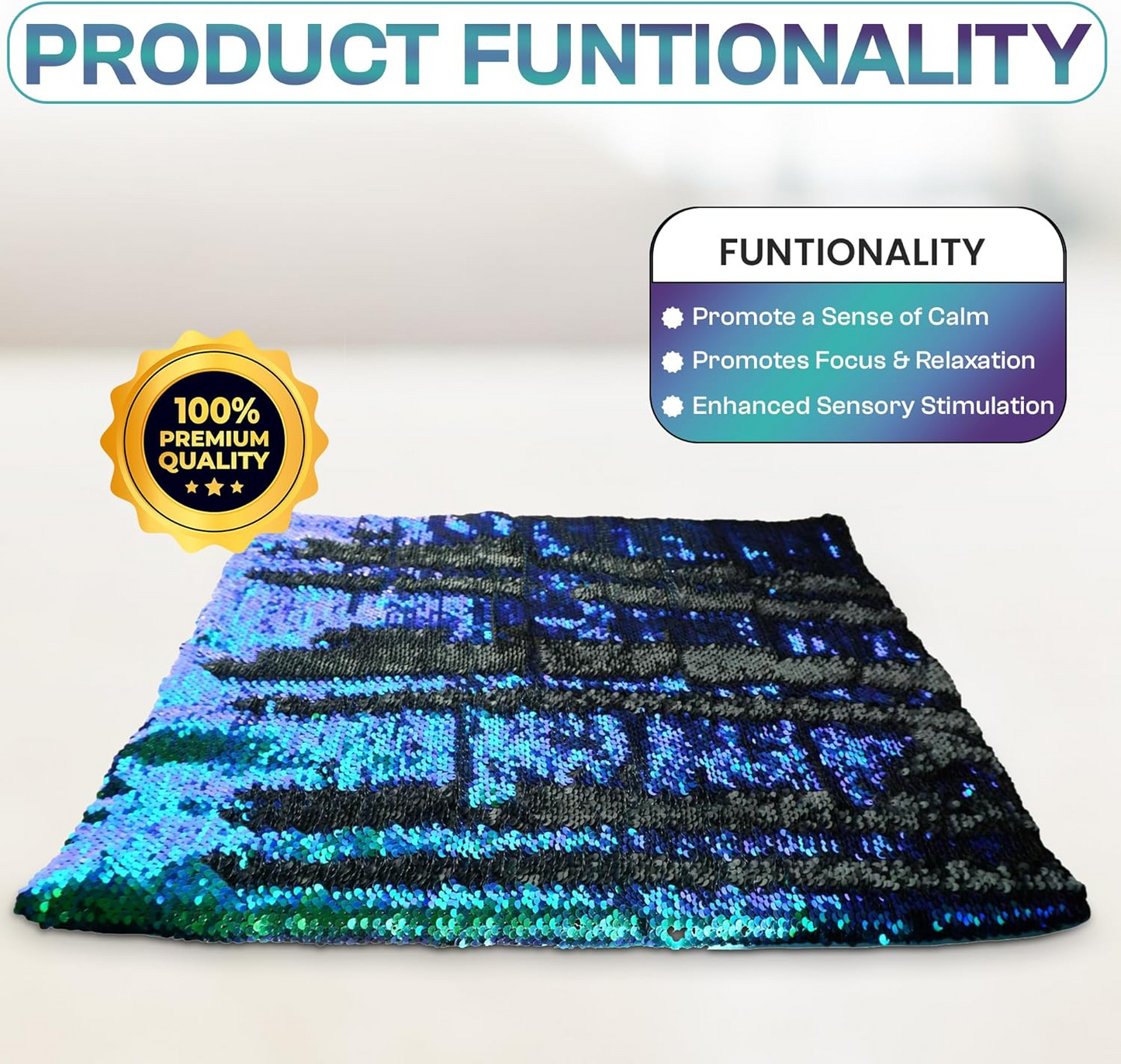 Weighted Lap Pad for Kids - 5lb Calming Sensory Lap Blanket with Sequin Flip Fabric
