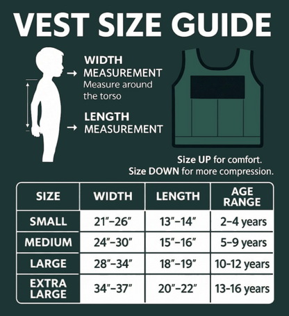 Sensory4u Weighted Sensory Compression Vest for Kids - 6 Removable Weights Included - Great For Kids Sensory Motor Aide